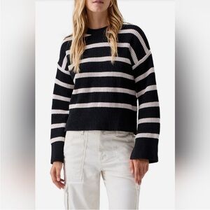 SANCTUARY‎ Black and Cream Stripe Chenille Sweater size Medium
